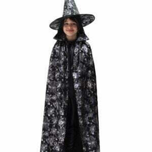 Strega halloween cappello+ mantello ARGENTO Taglia L 7-12 anni