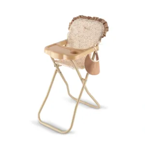 Seggiolone beige/rosa Con Vassoio E Bavaglino