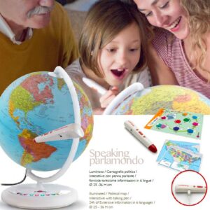 Globo/Mappamondo Parlamondo politico smoothie italiano 25 cm. Led E14 5V USB